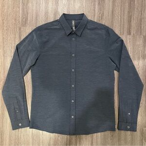 Vuori Men’s Bridge Long Sleeve Button Down Shirt - Blue Medium